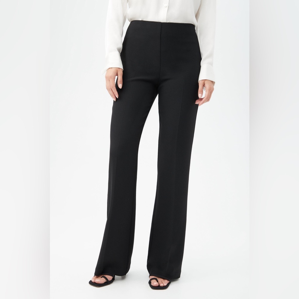 TRINA TURK Chimayo Luxe Drape Mid Rise Flare Leg Tailored Pants Black Sz 10 NWT